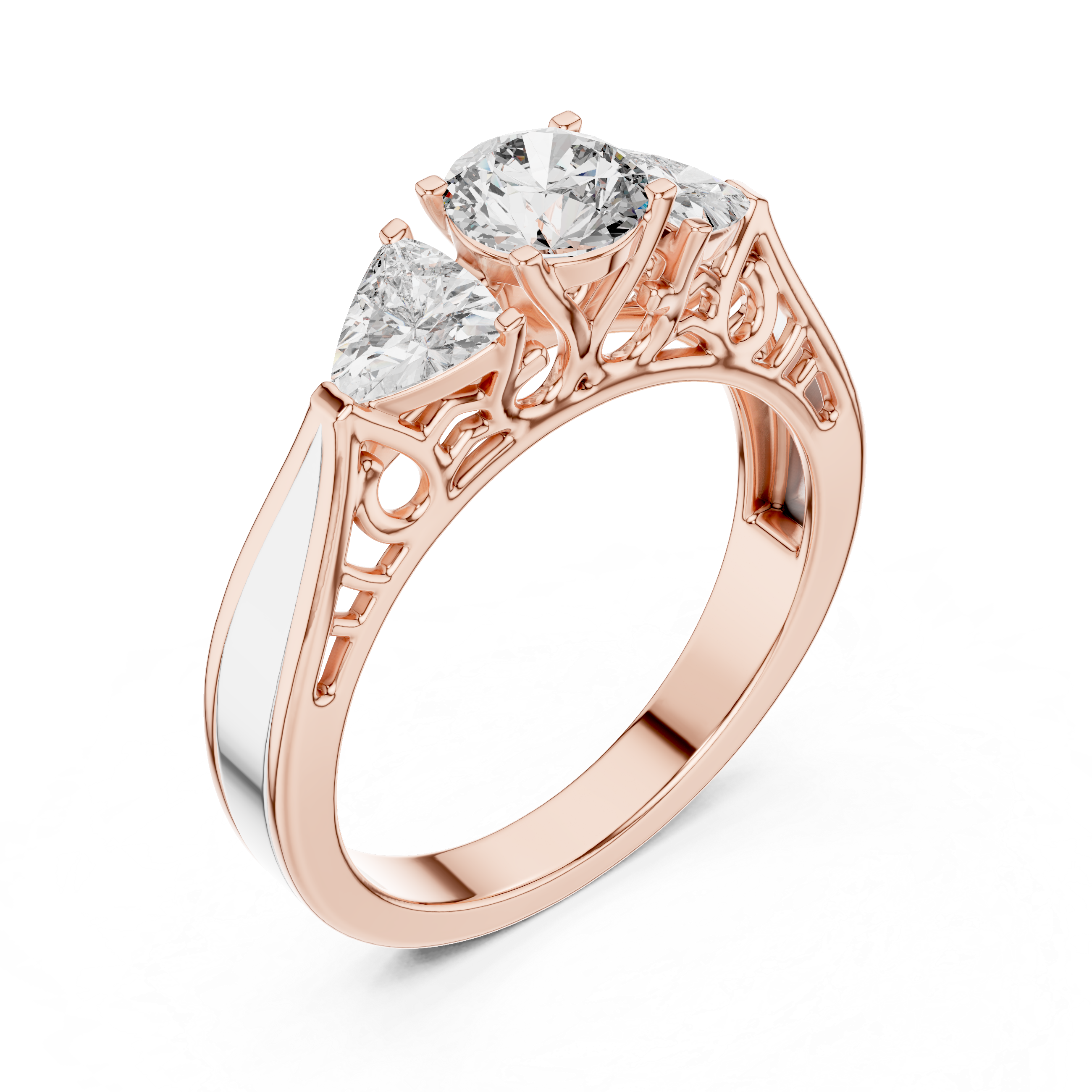 The Valencia 3.00 Ct. T.W. Vintage Two-Tone Round and Trillion Three-Stone Diamond Ring — Certified — Handcrafted