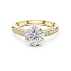 The Verona 1.50 Ct. T.W. Round Brilliant Cut 6-Prong Diamond Ring with Pavé Band in 14K Gold — Certified — Handcrafted
