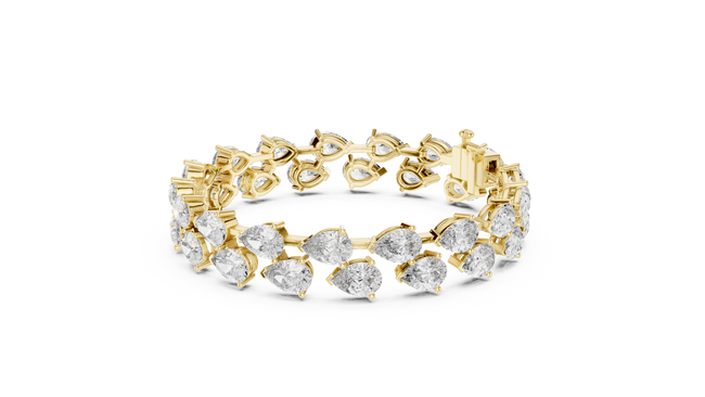 The Valencia — 5.00 Ctw. Staggered Pear-Cut Diamond Statement Bracelet in 14K Gold
Certified Brilliance — Handcrafted Double-Row Alternating Tennis Bracelet Hover Image