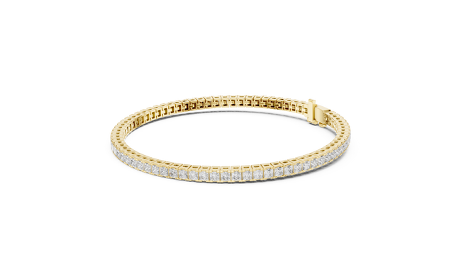 The Seraphina — 5.00 Ctw. Round Diamond Classic Tennis Bangle in 14K Gold
Certified Brilliance — Handcrafted Hinged Diamond Line Bracelet Hover Image
