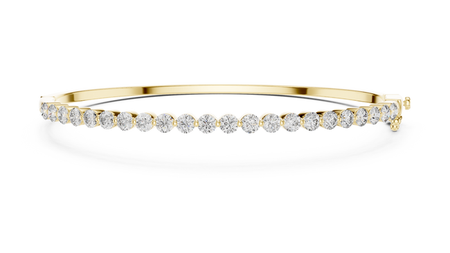 The Elena — 1.50 Ctw. Round Diamond Minimalist Tennis Bangle in 14K Gold
Certified Brilliance — Handcrafted Dainty Diamond Line Bracelet Hover Image