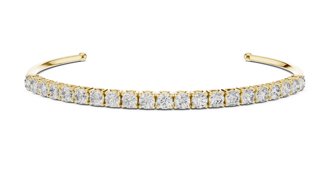 The Ophelia — 2.00 Ctw. Round Diamond Open Cuff Bangle in 14K Gold
Certified Brilliance — Handcrafted Open-Flex Tennis Bracelet Hover Image