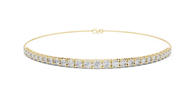 The Sienna — 1.50 Ctw. Round Diamond Chain-Back Tennis Bracelet in 14K Gold
Certified Brilliance — Handcrafted Dainty Diamond Line Chain Bracelet Hover Image