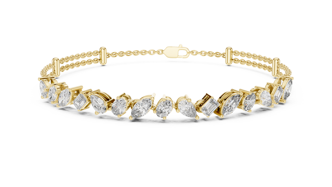 The Daphne — 2.00 Ctw. Alternating Pear-Cut Diamond Tennis Bracelet in 14K Gold Hover Image