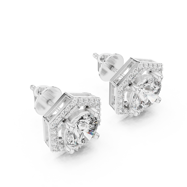 The Octavia — 3.00 Ctw. Geometric Halo Diamond Stud Earrings in 14K Gold
Certified Brilliance — Handcrafted Micro-Pavé Statement Studs