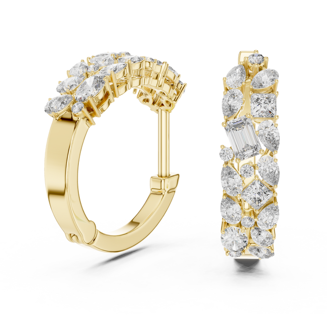 The Aria 2.00 Ctw. Round Diamond Huggie Hoop Earrings in 14K Gold — Certified Brilliance — Handcrafted Hover Image