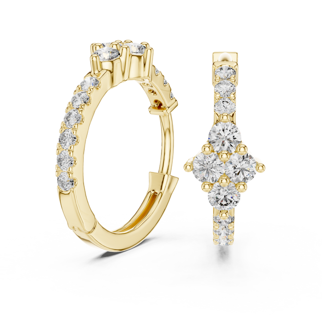 The Stella — 1.00 Ctw. Starburst Diamond Hoop Earrings in 14K Gold
Certified Brilliance — Handcrafted Cluster Hoops Hover Image