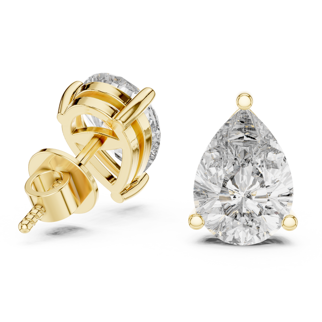 The Freya — 3.00 Ctw. Pear-Cut Diamond Solitaire Stud Earrings in 14K Gold
Certified Brilliance — Handcrafted Three-Prong Minimalist Studs Hover Image