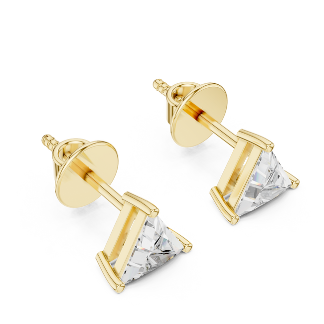 The Cleo — 3.00 Ctw. Trillion-Cut Diamond Solitaire Stud Earrings in 14K Gold
Certified Brilliance — Handcrafted Three-Prong Geometric Studs Hover Image