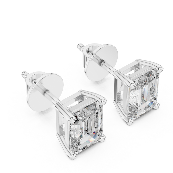 The Genevieve — 3.00 Ctw. Emerald-Cut Diamond Solitaire Stud Earrings in 14K Gold
Certified Brilliance — Handcrafted Four-Prong Step-Cut Studs