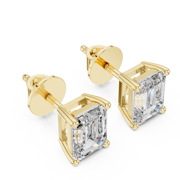 The Genevieve — 3.00 Ctw. Emerald-Cut Diamond Solitaire Stud Earrings in 14K Gold
Certified Brilliance — Handcrafted Four-Prong Step-Cut Studs