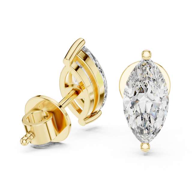 The Iris — 3.00 Ctw. Marquise-Cut Diamond Solitaire Stud Earrings in 14K Gold
Certified Brilliance — Handcrafted Minimalist V-Prong Studs Hover Image