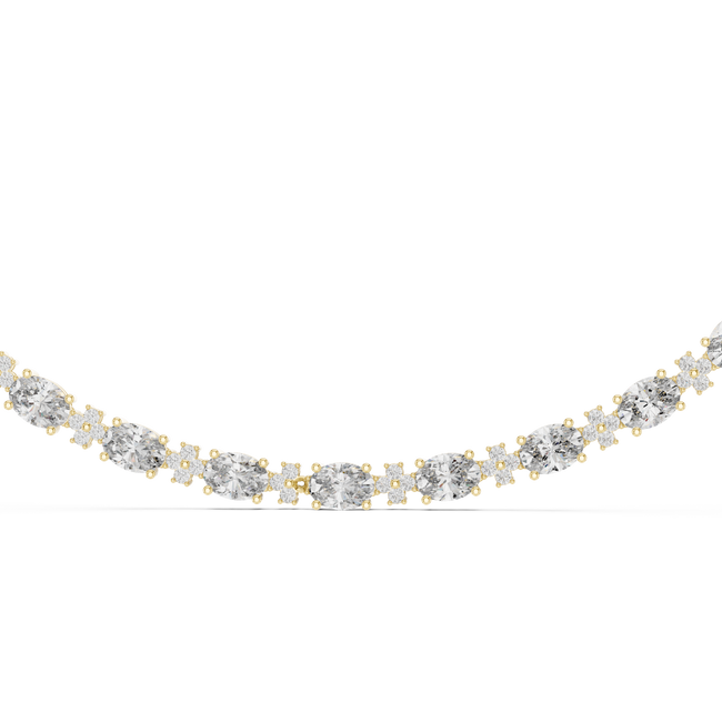 The Amara — 6.00 Ctw. Marquise Diamond Butterfly Cluster Tennis Necklace in 14K Gold
Certified Brilliance — Handcrafted Floral Eternity Statement Line Hover Image