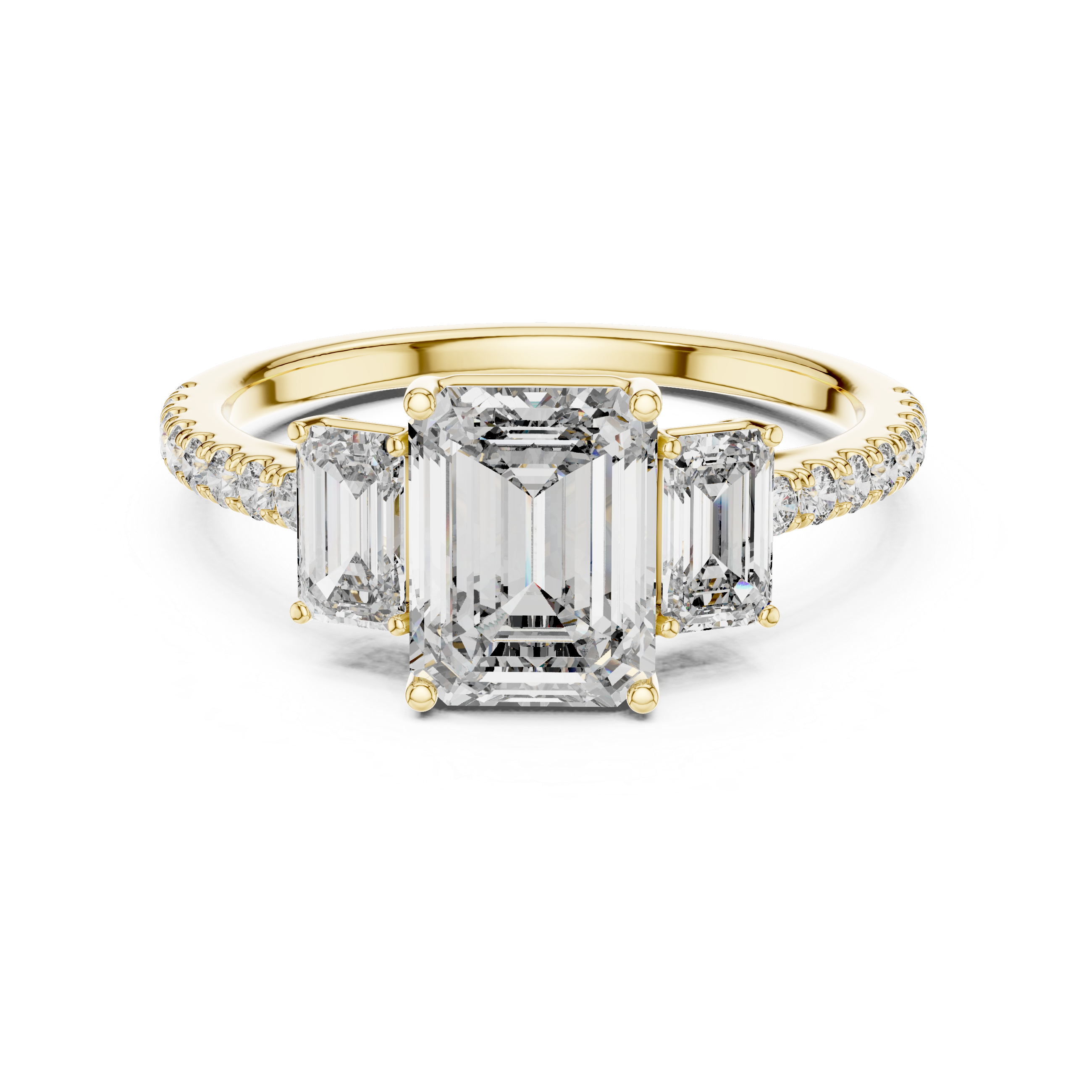 The Alexandra — 3.00 Ctw. Emerald-Cut Three-Stone Diamond Ring in 14K Gold
Certified Brilliance — Handcrafted Classic Step-Cut Bridal Trilogy