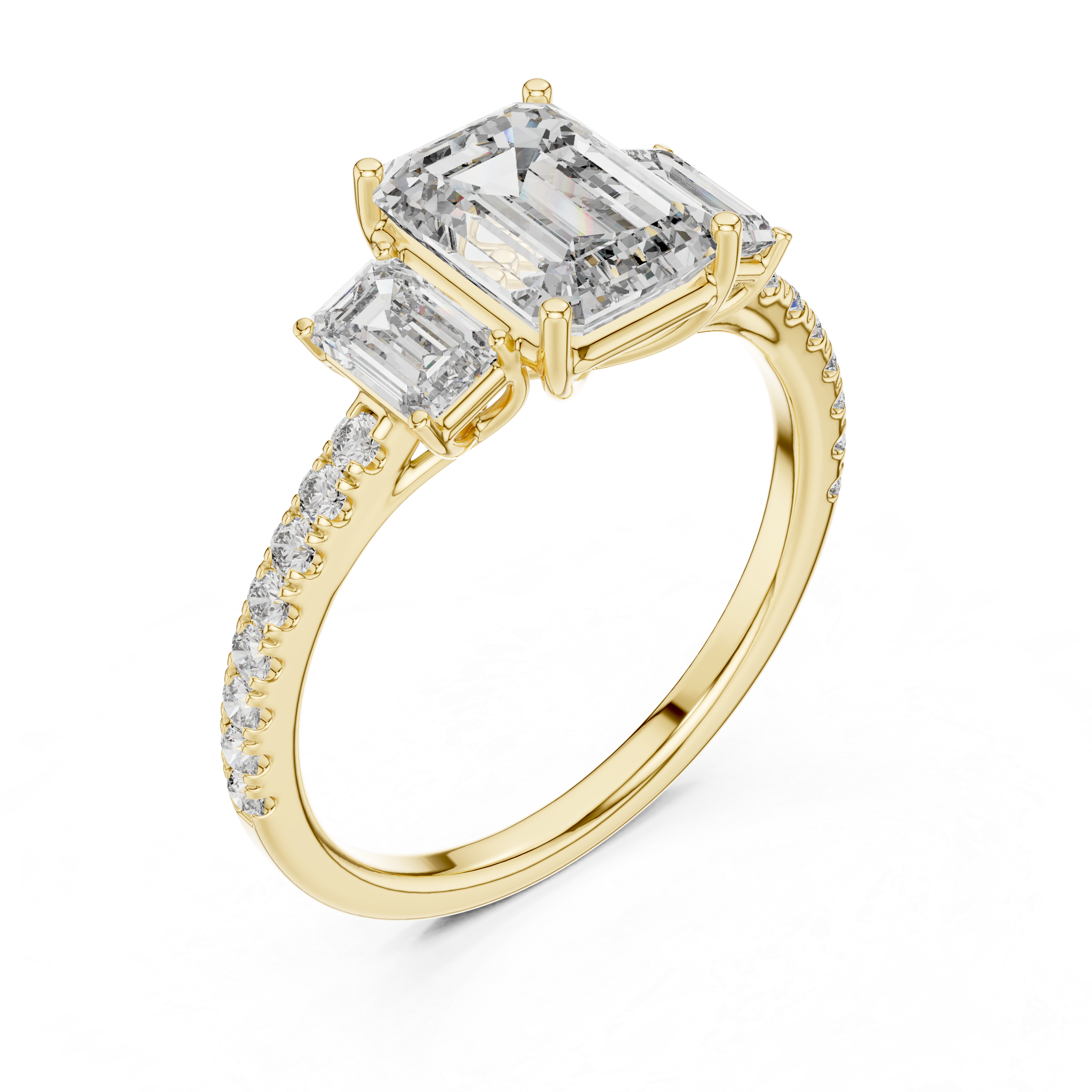The Alexandra — 3.00 Ctw. Emerald-Cut Three-Stone Diamond Ring in 14K Gold
Certified Brilliance — Handcrafted Classic Step-Cut Bridal Trilogy