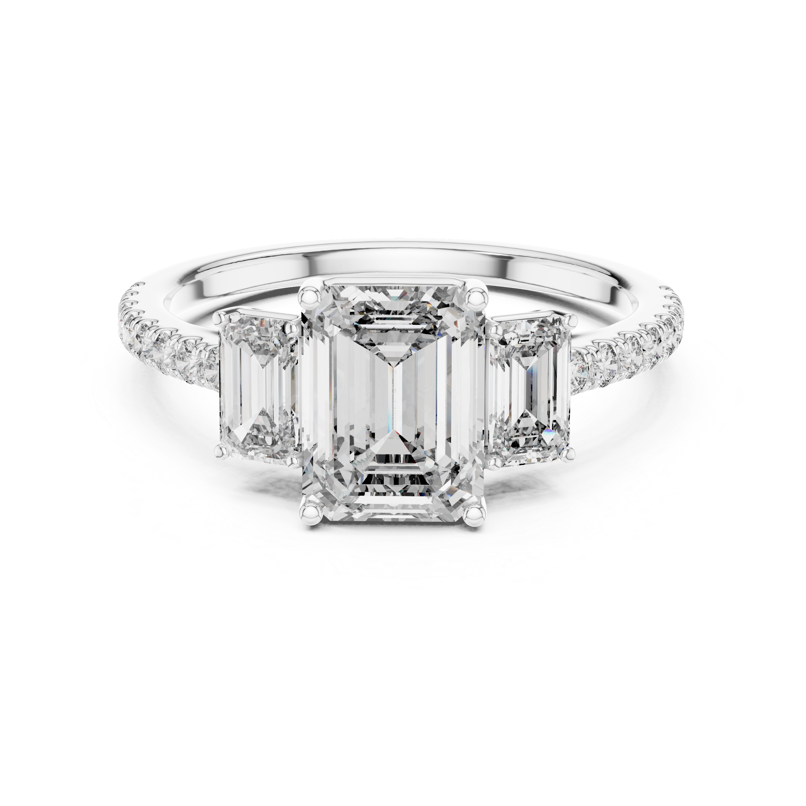 The Alexandra — 3.00 Ctw. Emerald-Cut Three-Stone Diamond Ring in 14K Gold
Certified Brilliance — Handcrafted Classic Step-Cut Bridal Trilogy