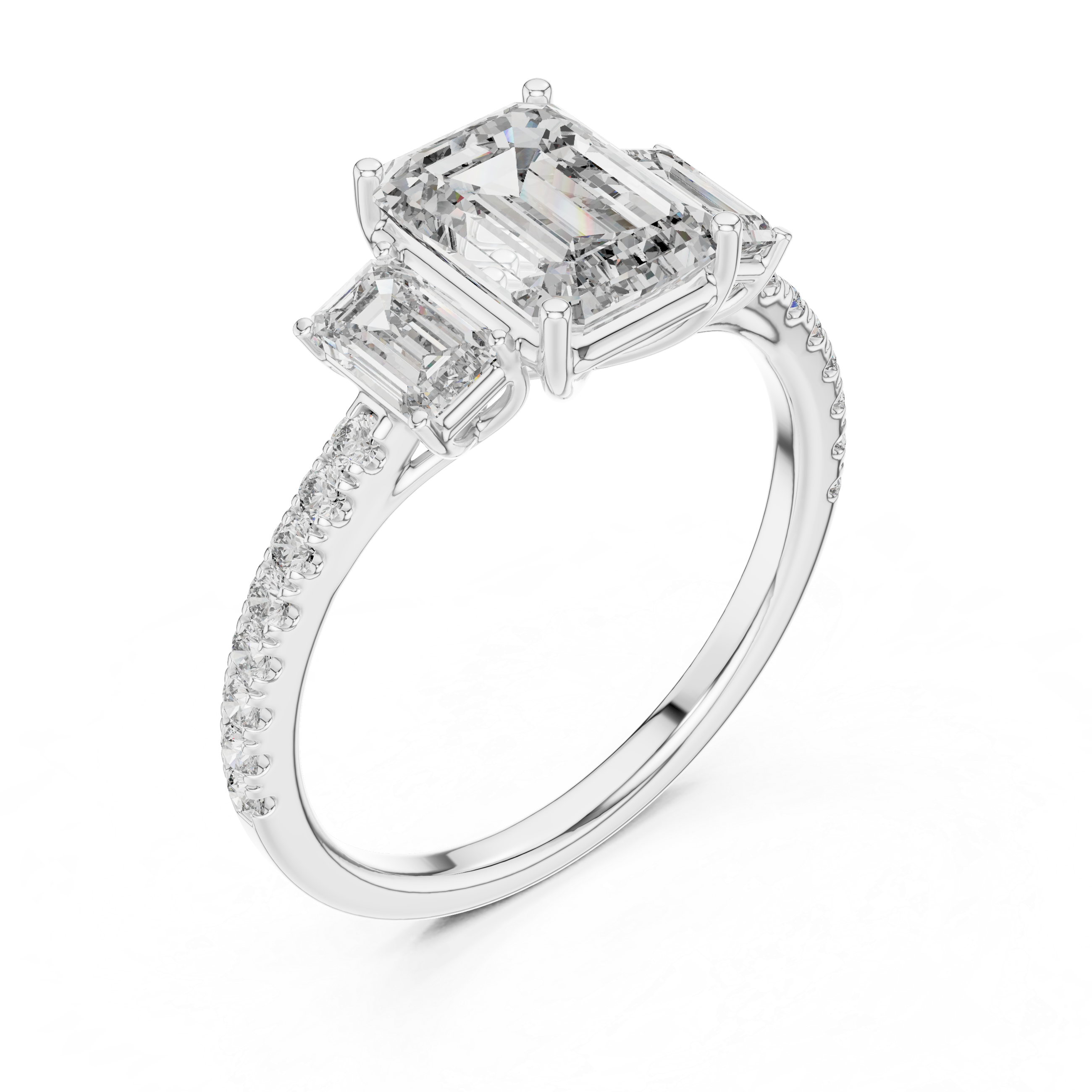 The Alexandra — 3.00 Ctw. Emerald-Cut Three-Stone Diamond Ring in 14K Gold
Certified Brilliance — Handcrafted Classic Step-Cut Bridal Trilogy