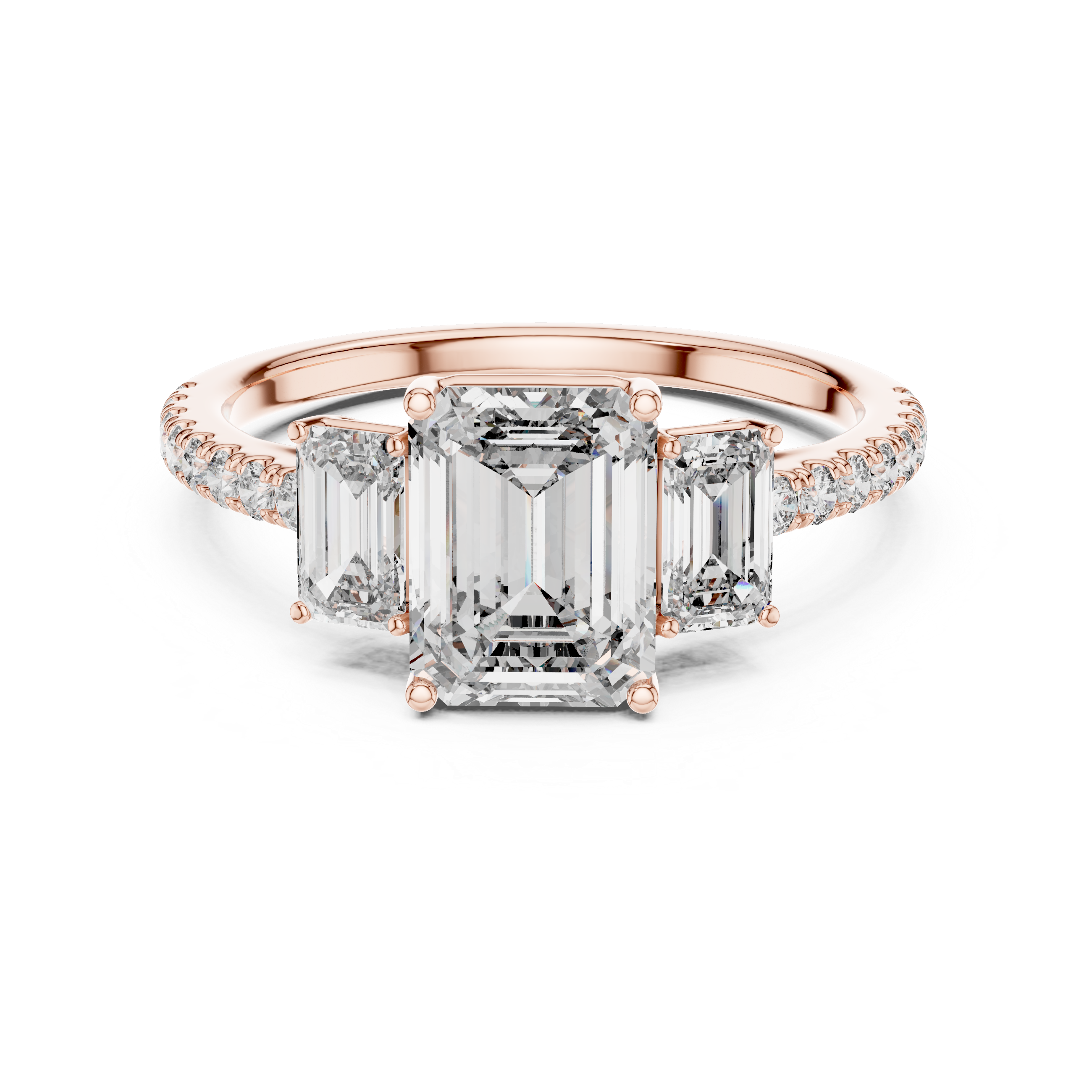 The Alexandra — 3.00 Ctw. Emerald-Cut Three-Stone Diamond Ring in 14K Gold
Certified Brilliance — Handcrafted Classic Step-Cut Bridal Trilogy